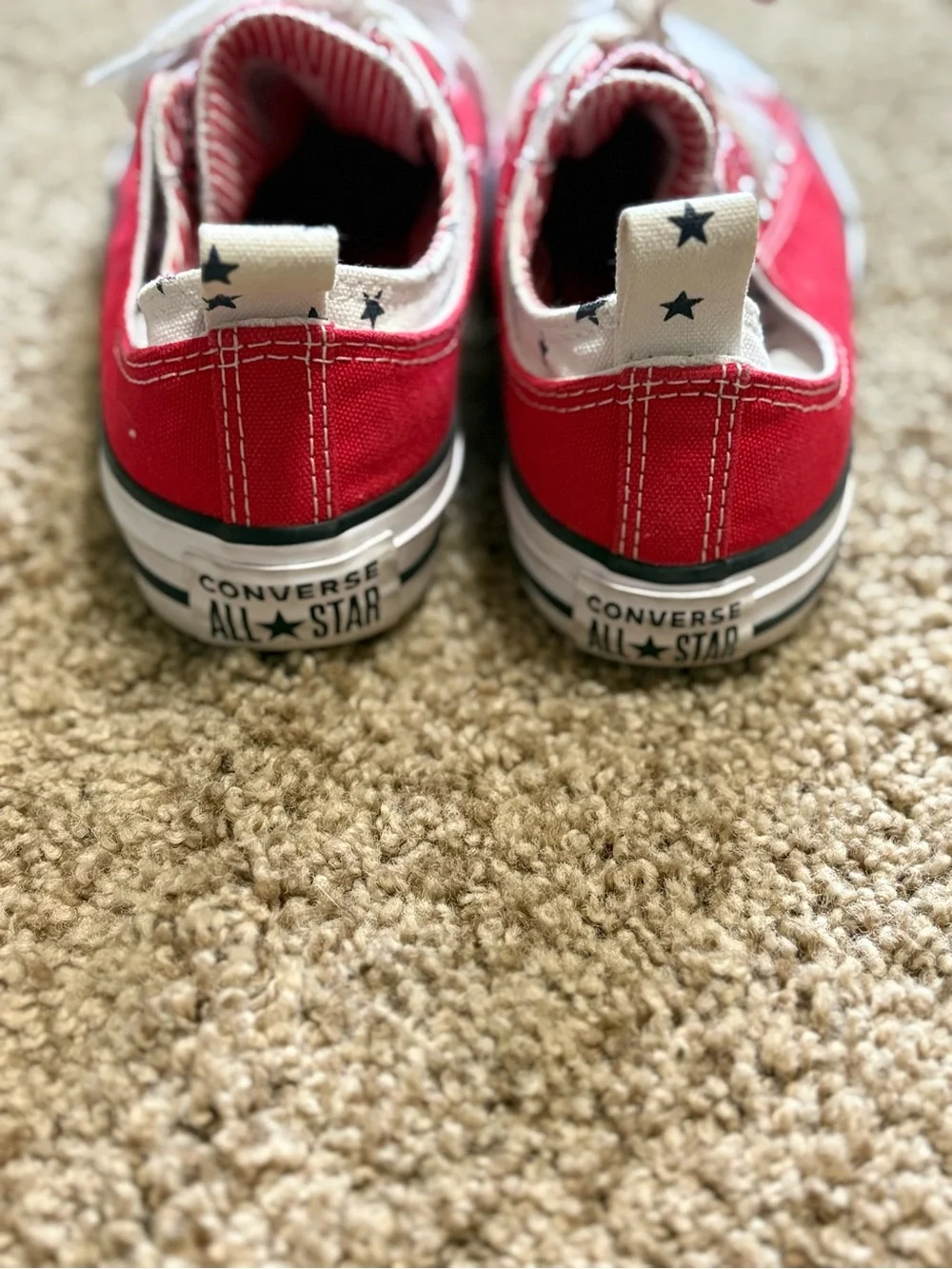 Converse Kids Low Top Canvas Sneakers - Red with White Accents
